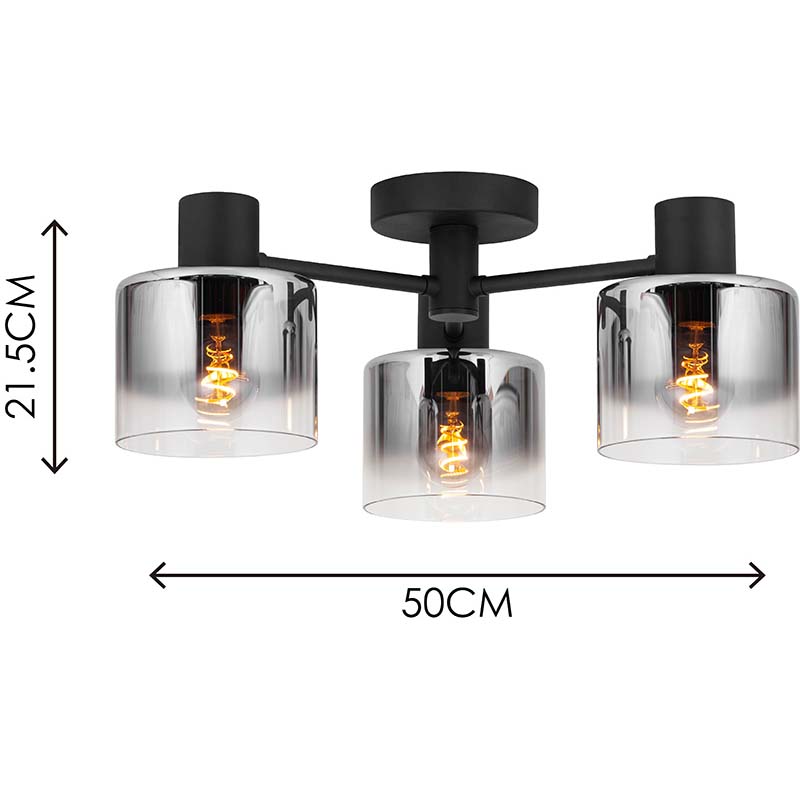 Nordic Simple Style Light Houkutteleva Pyöreä Gradientti Smoke Lasi Kattovalo 3lys E27 Dim