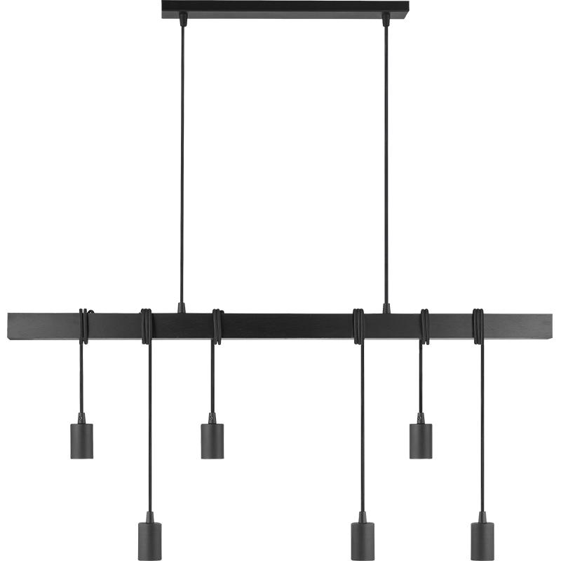 Mordern Elegant Industrial Timber Design kattokruunu koristeellinen säädettävä musta puinen riippuvalaisin 6lys E27