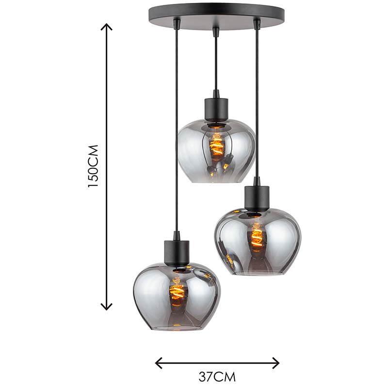 Modren Simple Light Kelly säädettävä pyöreä täysin savulasikattovalaisin 3lys Halkaisija 19cm E27