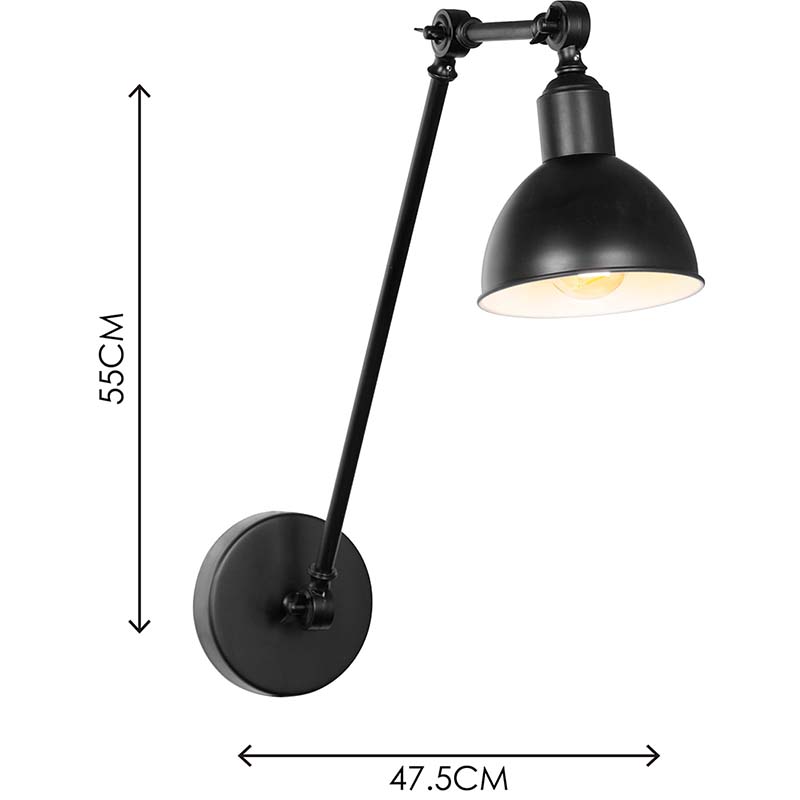 Moderni teollinen muotoilu, kierrelokerot käsivarren seinävalaisimessa Creative Wall Light E27