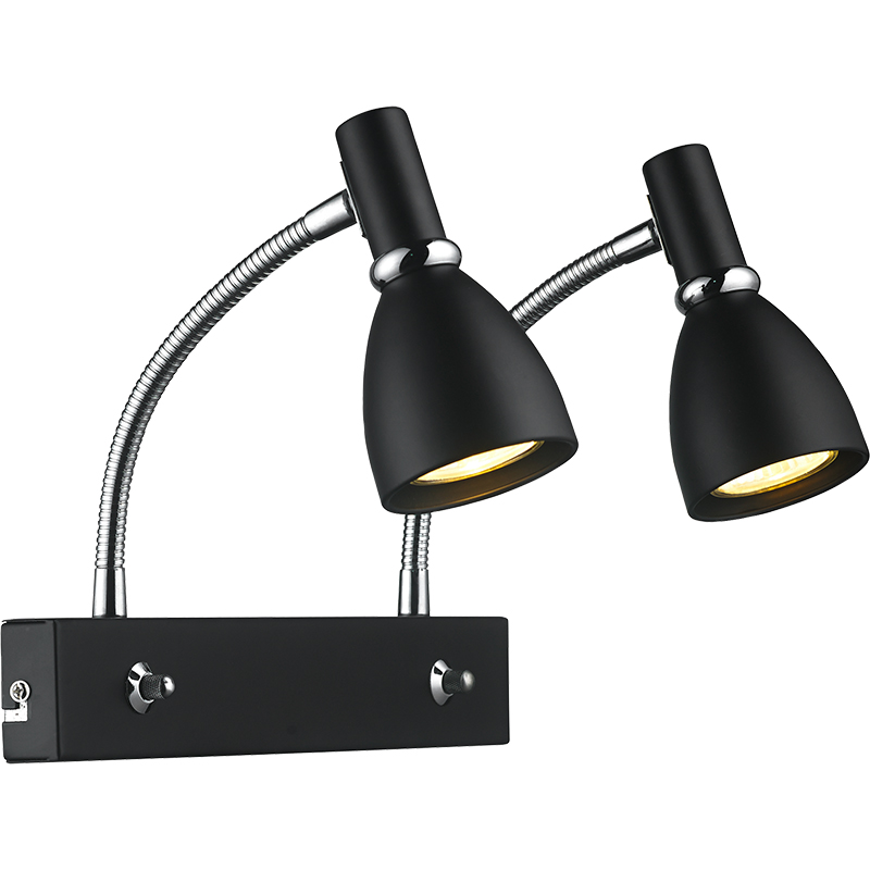 EMIL Nordic Modern Style Light Twin Seinä Spot Light Home Opiskeluvalaisin Joustava Varsi Matt Black GU10 Dim