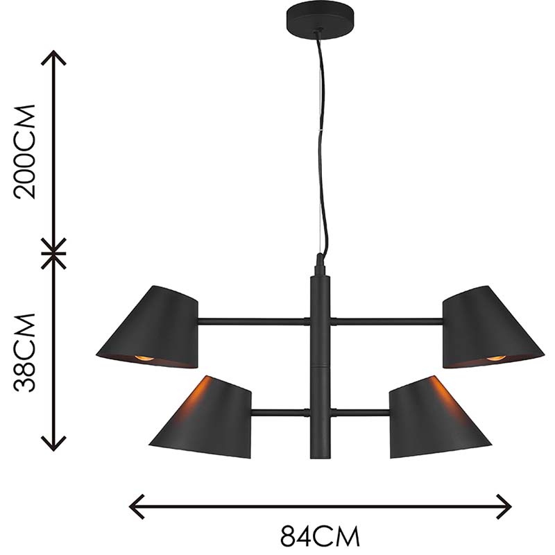 Nordic Modern Simple Light kahdella kääntövarrella säädettävä kattovalaisin 4lys E27