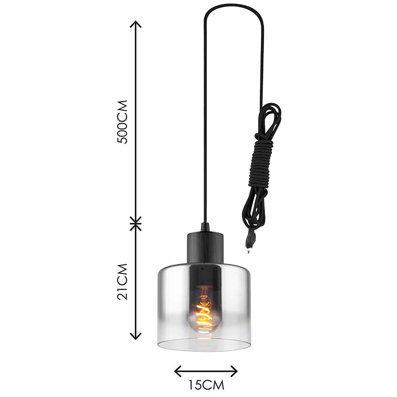 Modren Simple Light Attractive Kattokruunu Gradient Smoke Glass Säädettävä Riippuvalo E27 Dim