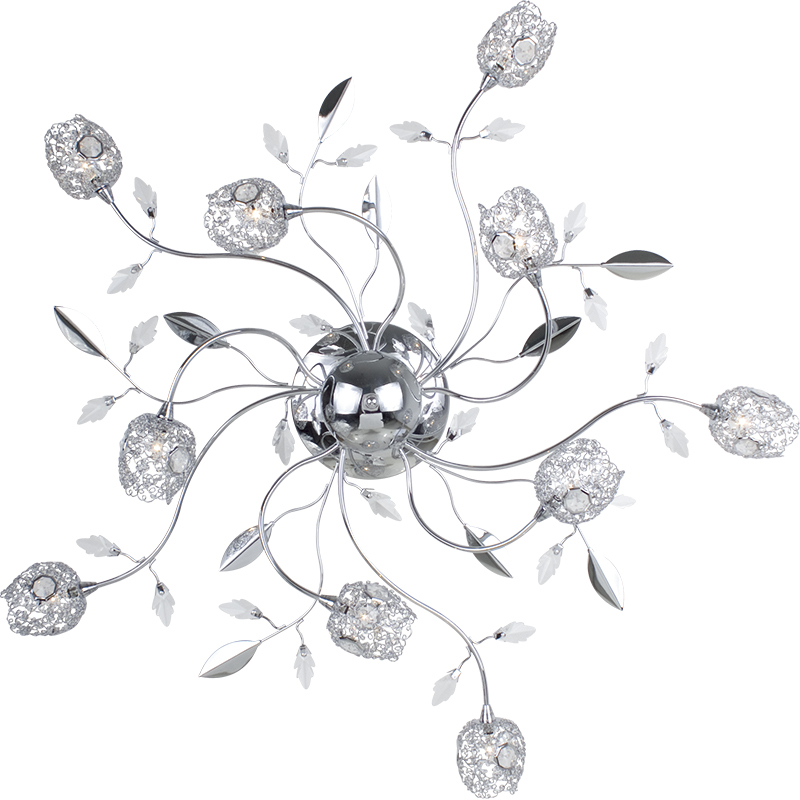 Mordern Elegant Design Bling Crystal Flower -kattolamppu 10lys G4