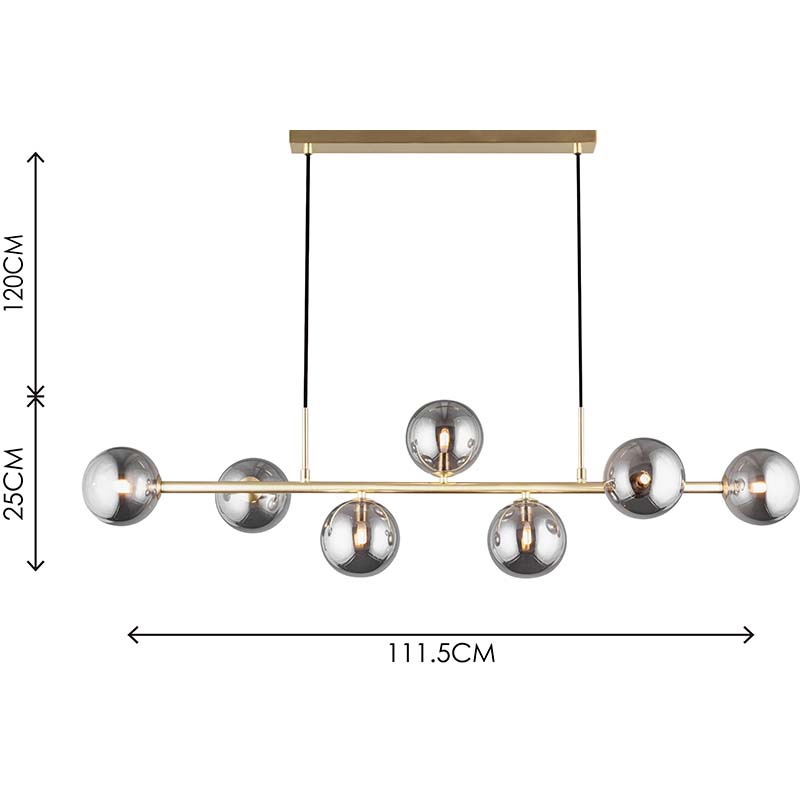 Nordic Authenic Design riippuvalaisin koristeellinen säädettävä riippuvalaisin 7lys Matt Brass & Smoky Glass G9