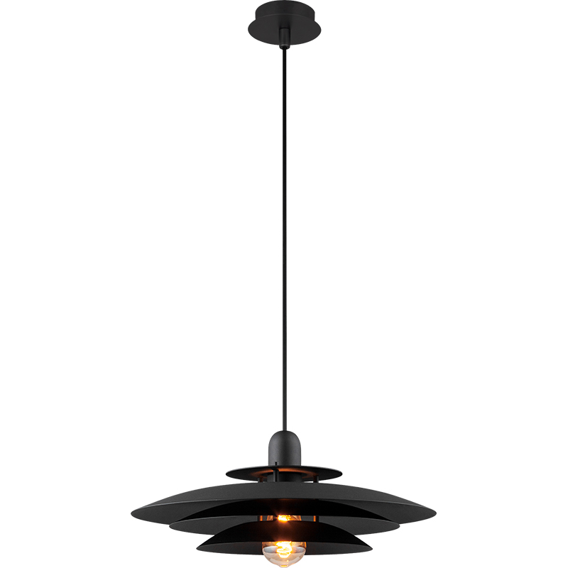 Nordic Round Light Houkutteleva kattokruunu Louvre Riippuvalaisin Korkeussäädettävä Matt Black E27