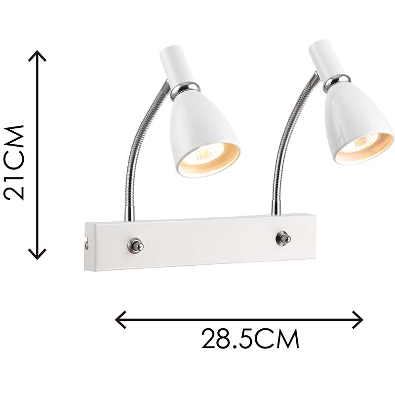 EMIL Nordic Modern Style Light Twin Seinä Spot Light Home Opintovalo Joustava Käsi Valkoinen GU10 Dim