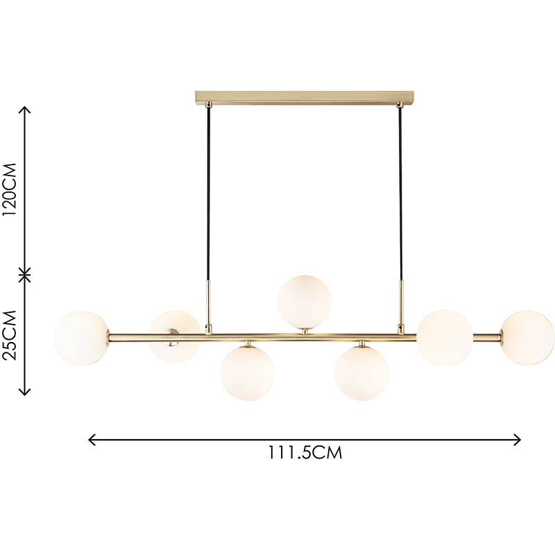 Nordic Authenic Design riippuvalaisin koristeellinen säädettävä riippuvalaisin 7lys Matt Brass & Opal Glass G9