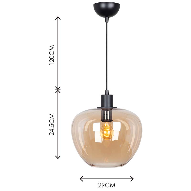 Modren Simple Light Kelly Kattokruunu Amber Lasi Säädettävä Riippuvalo Halk.29cm E27